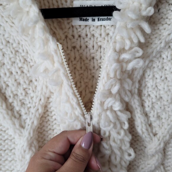 Wara Arts 100% Wool Crochet Knit Sweater - Picture 6 of 8